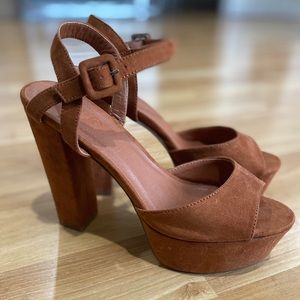 Rust Colored Suede Platform Sandals